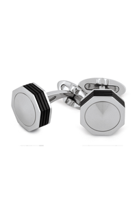 Nerouno Linea Cufflinks - Stainless Steel, Metal Inlay