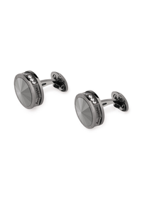 Nerouno Linea Cufflinks - with Rim Embellisment and Matching Metal Inlay