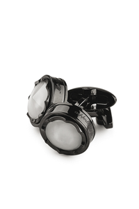 Parola Cufflinks, Black PVD, White Glass