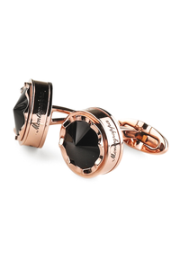 Parola Cufflinks, Rose Gold PVD, Black Glass