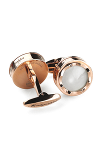 Parola Cufflinks, Rose Gold PVD, White Glass