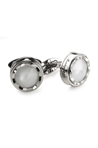 Parola Cufflinks, Steel, White Glass