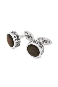 Privilege Stainless Steel Cufflink  S/S Color/Top with Black Mop
