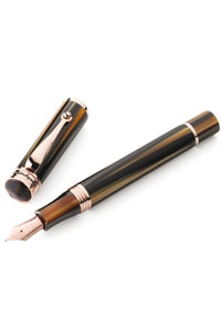Ducale Brown Emperador Fountain Pen, Rose Gold pl.,