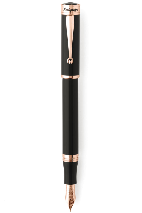 Ducale Fountain Pen - Black with Rose Gold Plating