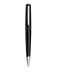 Tibaldi Rich Black Resin Ballpoint Pen Stainless Steel Trim Infrangible
