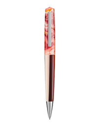 Tibaldi Russet Red Resin Ballpoint Pen Stainless Steel Trim Infrangible