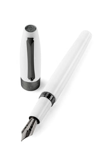 Fortuna White Fountain Pen, Gun Metal,