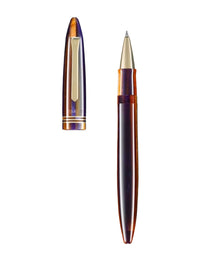 Tibaldi Seilan Purple Resin Rollerball Pen 18K Gold Trim Bononia