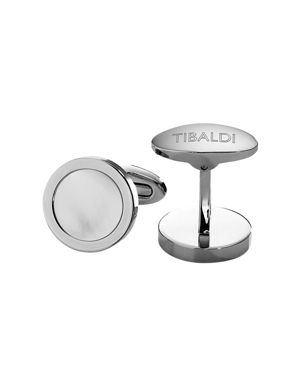 Tibaldi Round Stainles Steel Cufflinks With Mop