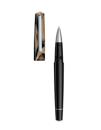 Tibaldi Taupe Grey Resin Rollerball Pen Stainless Steel Trim Infrangible