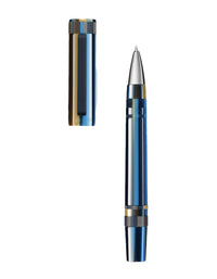 Tibaldi Baiadera Blue Resin Rollerball Pen Rubber Clip Perfecta