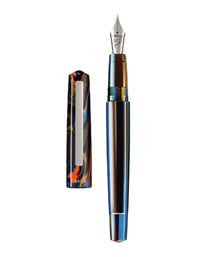 Tibaldi Peacock Blue Resin Fountain Pen Stainless Steel Trim Infrangible