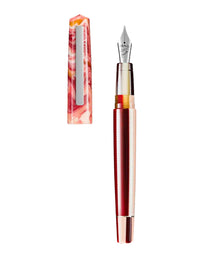 Tibaldi Russet Red Resin Fountain Pen Stainless Steel Trim Infrangible