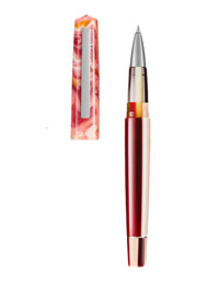 Tibaldi Russet Red Resin Rollerball Pen Stainless Steel Trim Infrangible