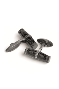 Time Gear Cufflinks Two-Tone Black + Gun Color