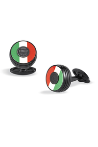 Tricolore Cufflinks, Black PVD, Italian Flag Inlay