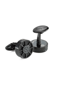 أزرار أكمام "الدولاب" أسود, بطانة سوداء