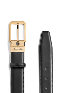 Montegrappa Signet reversible belt, Black/Brown, 35mm buckle, IP yellow gold