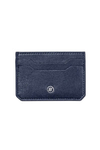 Small Credit Card Holder, 2+2 CC, Blue Saffiano Leather
