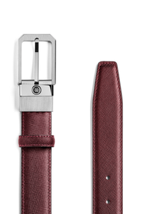 حزام مونتيغرابا سيغنيت ذو وجهين، أسود/بوردو، إبزيم 30 مم، مطلي بالبلاديوم بتقنية IP