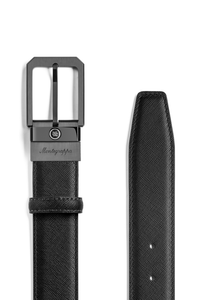 Montegrappa Signet reversible belt, Black/Bordeaux, 35mm buckle, IP ultrablack