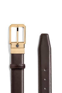 Montegrappa Signet reversible belt, Black/Brown, 35mm buckle, IP yellow gold