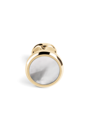 Lithos Cufflinks, IP Yellow Gold & Mother-of-Pearl Inlay