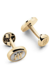 Materica Cufflinks, IP Yellow Gold & Mother-of-Pearl Inlay