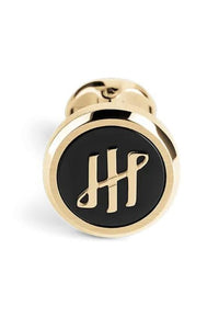 Materica Cufflinks, IP Yellow Gold & Obsidian Inlay