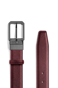 Montegrappa Signet reversible belt, Black/Bordeaux, 35mm buckle, IP ultrablack