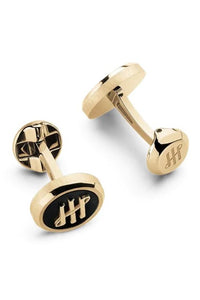 Materica Cufflinks, IP Yellow Gold & Obsidian Inlay