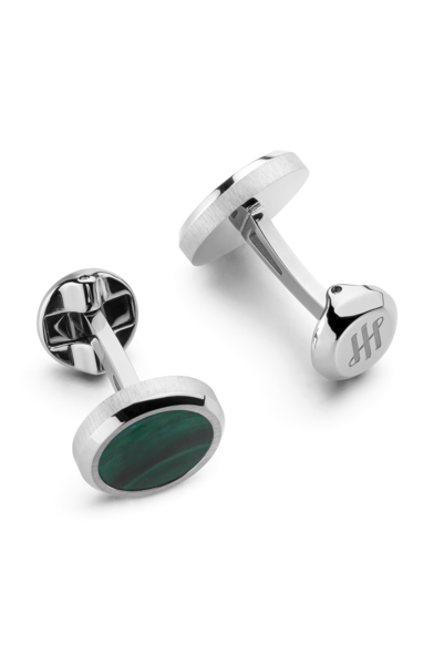 Lithos Cufflinks, IP Palladium & Malachite Inlay