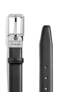 Montegrappa Signet reversible belt, Black/Brown, 30mm buckle, IP palladium