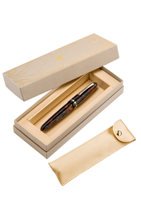 Venetia Plume Agate Gold Pl. Fountain Pen 14k Gold Flex Nib