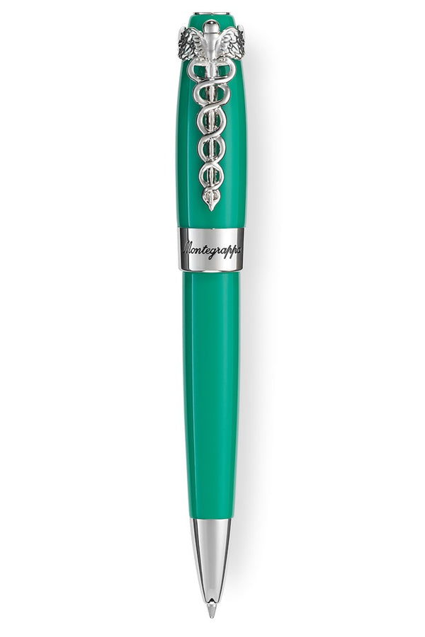 Caduceus Ballpoint Pen, Medical Green & Palladium pl.
