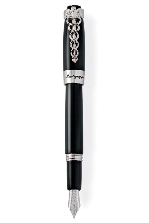 Caduceus Fountain Pen, Black & Palladium pl.,