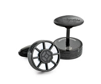 Wheel Cufflinks, IP Black & White Inlay