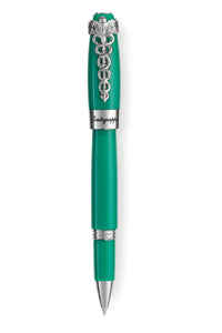 Caduceus Rollerball Pen, Medical Green & Palladium pl.