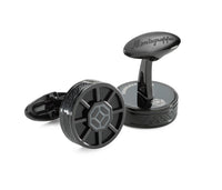 Wheel Cufflinks, IP Black & Black Inlay