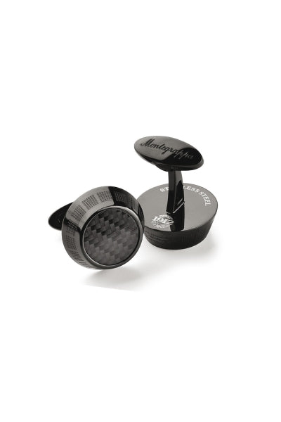 Miya Cufflinks, Black PVD,  Carbonfibre Inlay