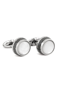 Extra Stainless Steel Cufflink  S/S Color/Top with White Mop