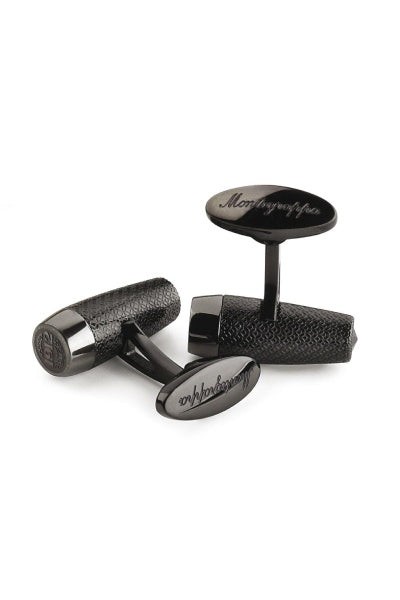 Fortuna Cufflinks, Black & Gun Metal PVD, Black Glass