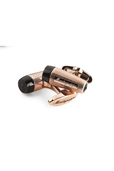 Fortuna Cufflinks, Rose Gold & Black PVD, Black Glass