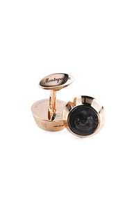 Miya Cufflinks, Rose Gold PVD, Black Inlay