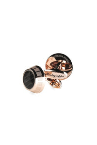 Miya Cufflinks, Rose Gold PVD,  Carbonfibre Inlay