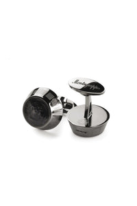 Miya Cufflinks, Gun Metal PVD,  Black Inlay