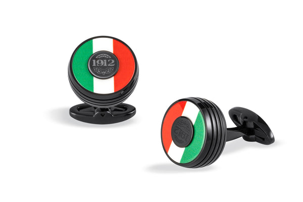 Tricolore Cufflinks, Black PVD, Italian Flag Inlay