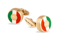 Tricolore Cufflinks, Yellow Gold PVD, Italian Flag Inlay