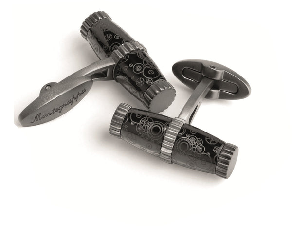 Time Gear Cufflinks Two-Tone Black + Gun Color